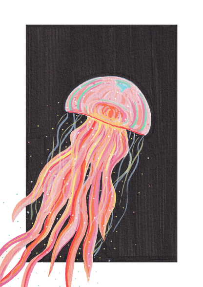 Pink and Orange Jellyfish Print