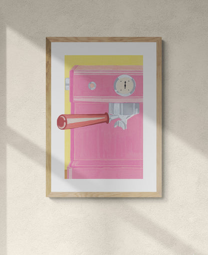 Pink Espresso Machine Print