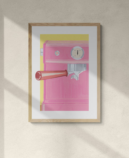 Pink Espresso Machine Print