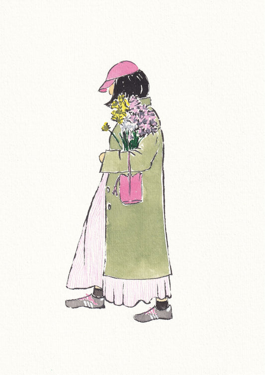 Seen in Passing 6 - Flowers and a Pink Hat Print