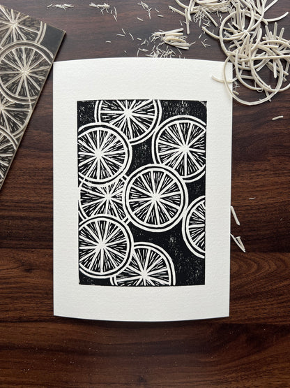 Oranges Lino Print