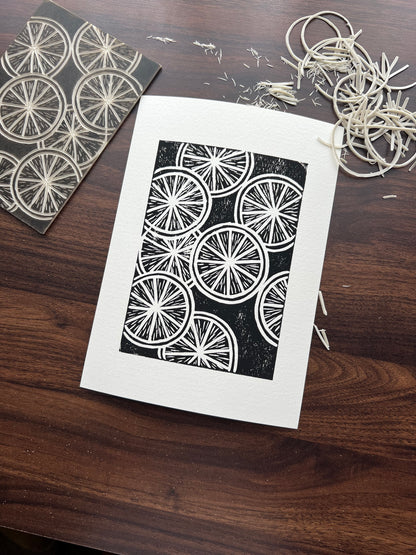 Oranges Lino Print