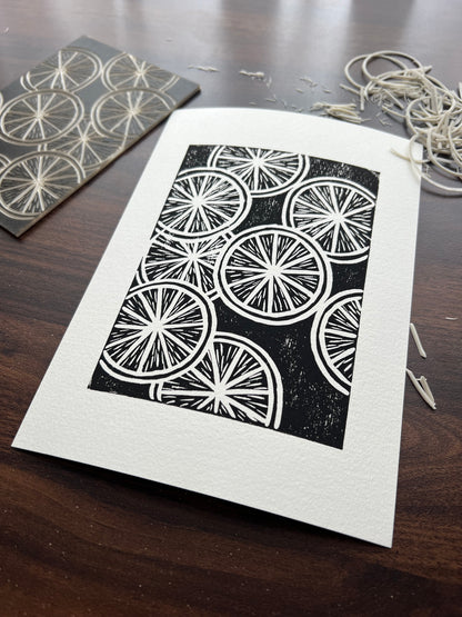 Oranges Lino Print