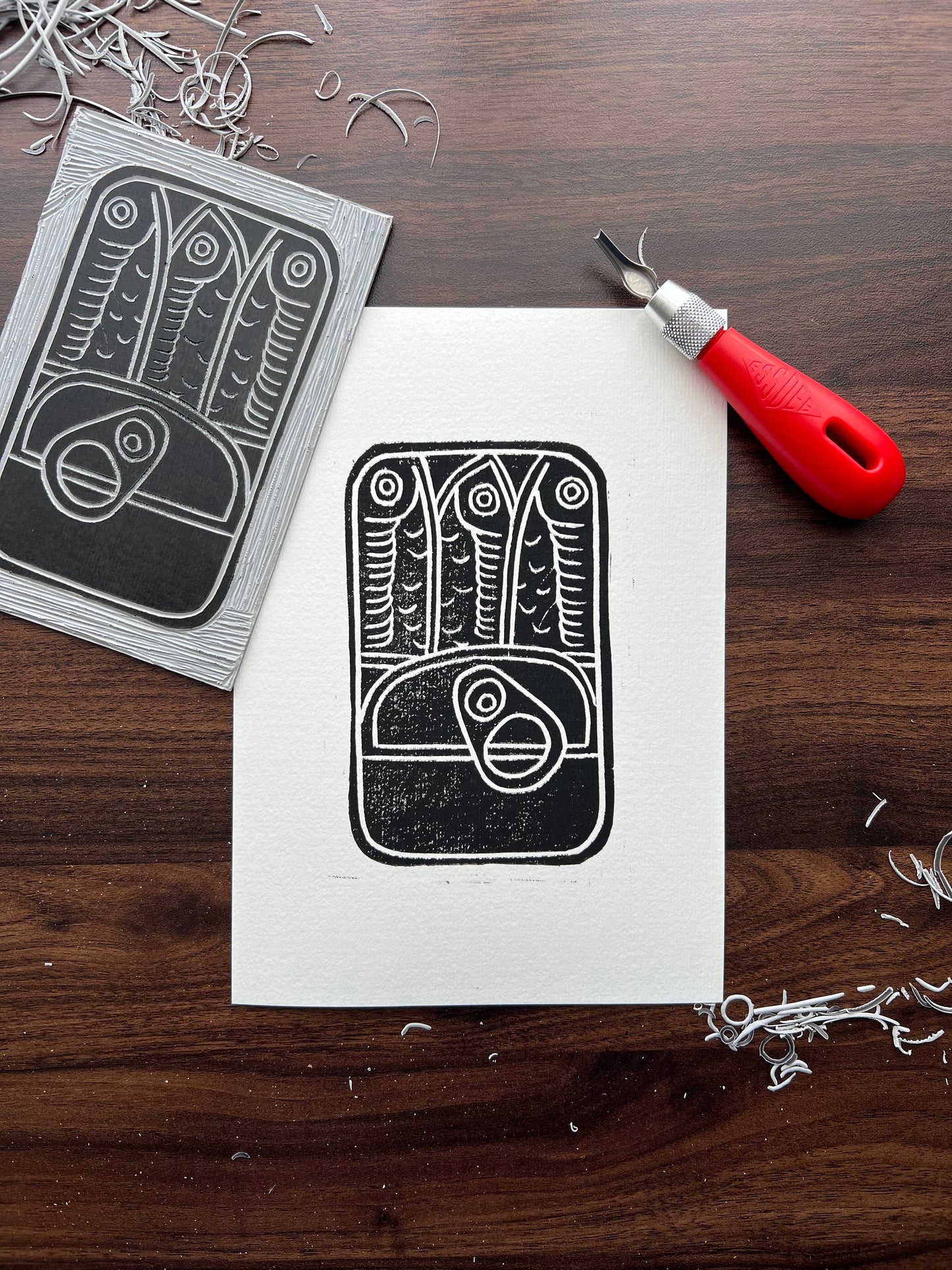 Sardines Lino Print
