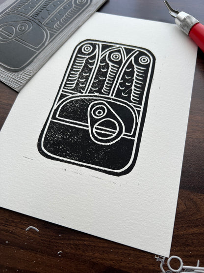 Sardines Lino Print