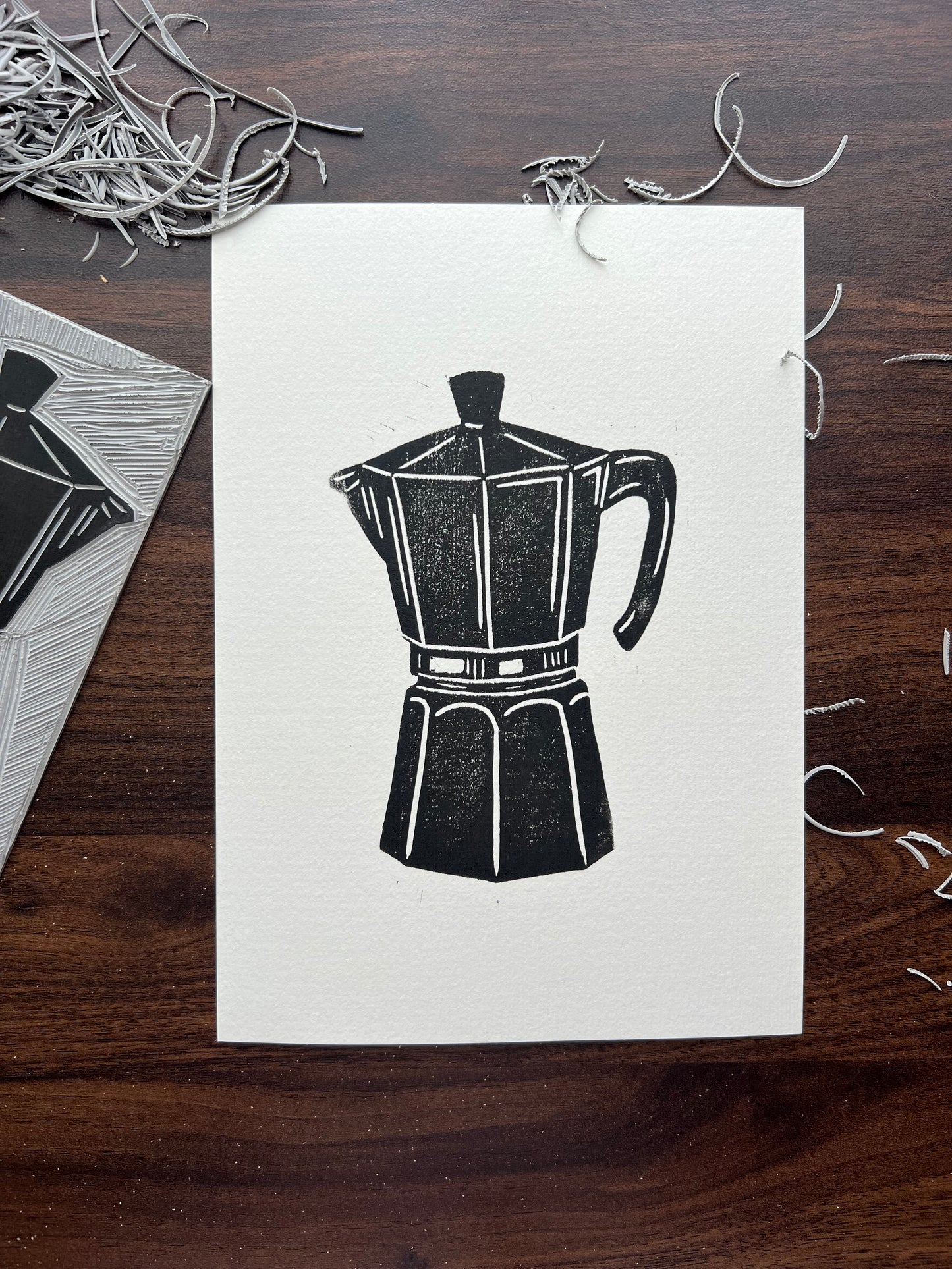 Caffeinated Lino Print