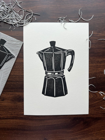 Caffeinated Lino Print