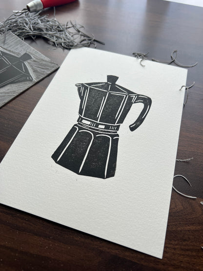 Caffeinated Lino Print