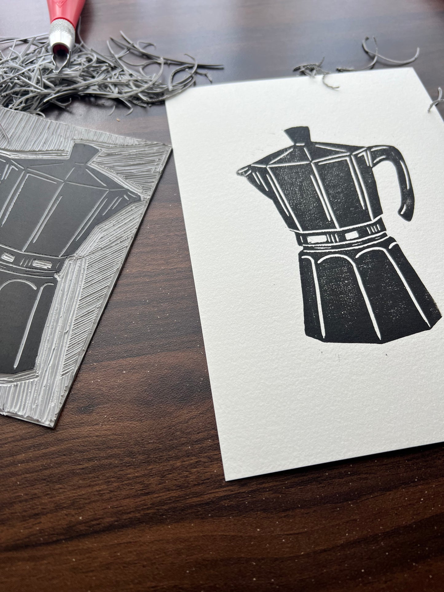 Caffeinated Lino Print