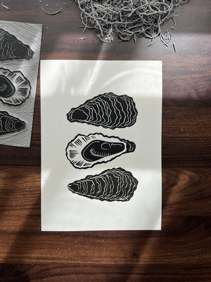 Oysters Lino Print