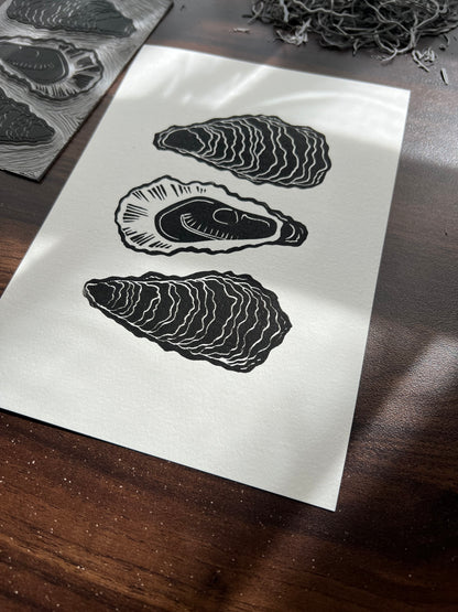 Oysters Lino Print