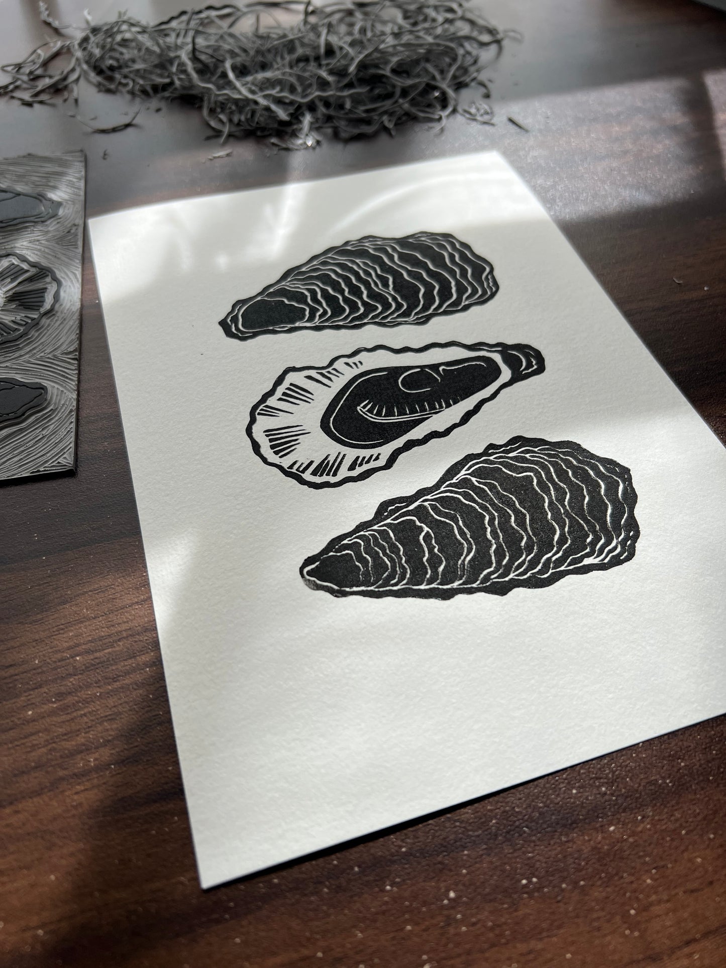 Oysters Lino Print