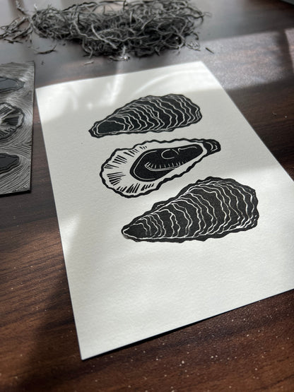 Oysters Lino Print