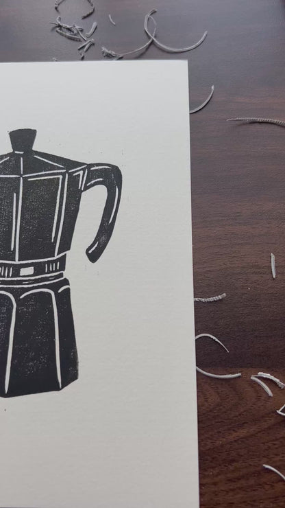 Caffeinated Lino Print