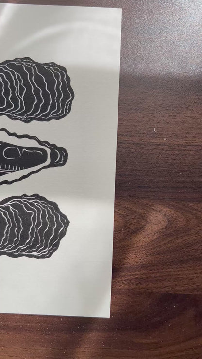 Oysters Lino Print